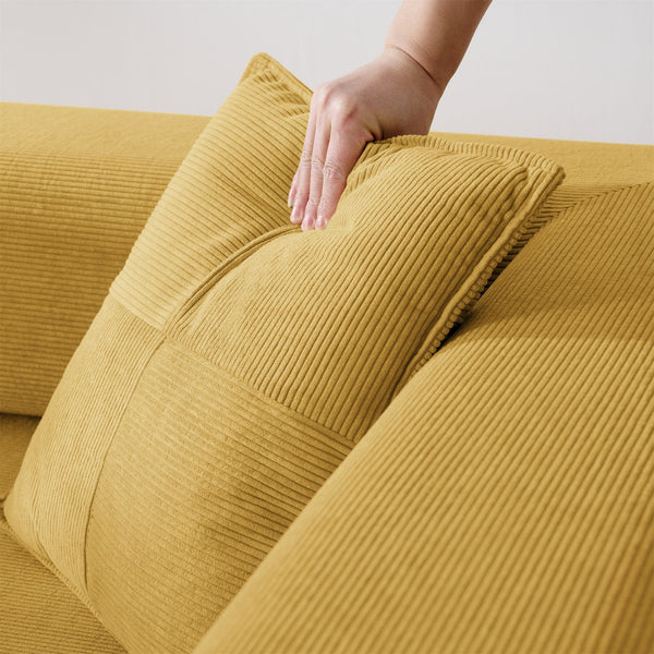 English Elm Modern Modular Sofa Bed Fold-Out Convertible Floor Couch with Removable Backrest, Corduroy Comfort Yellow W1117P312487