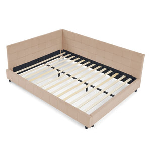 English Elm Queen Size Upholstered Tufted Sofa Bed Frame - Stylish Velvet Design With Armrests & Backrest Comfort W487S00287-GIGA