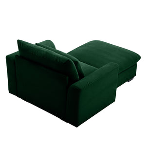 English Elm Green Corduroy Modular Sofa With Storage Ottoman - Deep Seat Comfort For Modern Living Spaces W714S00666