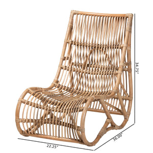 English Elm Modern Rattan Openwork Lounge Chair Bohemian Woven Frame for Eclectic Living Rooms B2750P470070