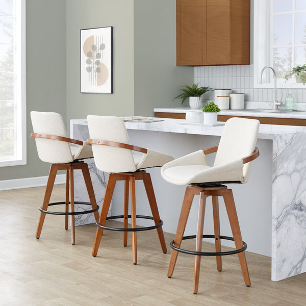 English Elm Dining/accent Chair Solid Wood Tapered Legs Cream Upholstery Mid-century Modern Seating B202P471196
