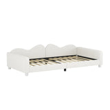 English Elm Twin Size Upholstered Daybed, Sherpa Fabric Sofabed With Cloud-Shaped Backrest, No Box-Spring Needed, White