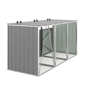 English Elm Garbage Bin Shed Galvanized Steel Enclosure Fits Three Cans with Lockable Waterproof Lid Light Gray W1598P357717