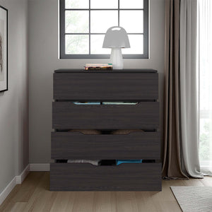 English Elm Wenge Finish Four Drawer Dresser Compact Modern Storage for Bedroom or Studio B062P483770