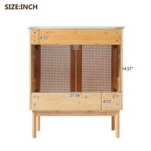 English Elm 30-inch bamboo bathroom vanity with handwoven rattan doors, soft-close hinges, ample storage beauty WF530472AAD