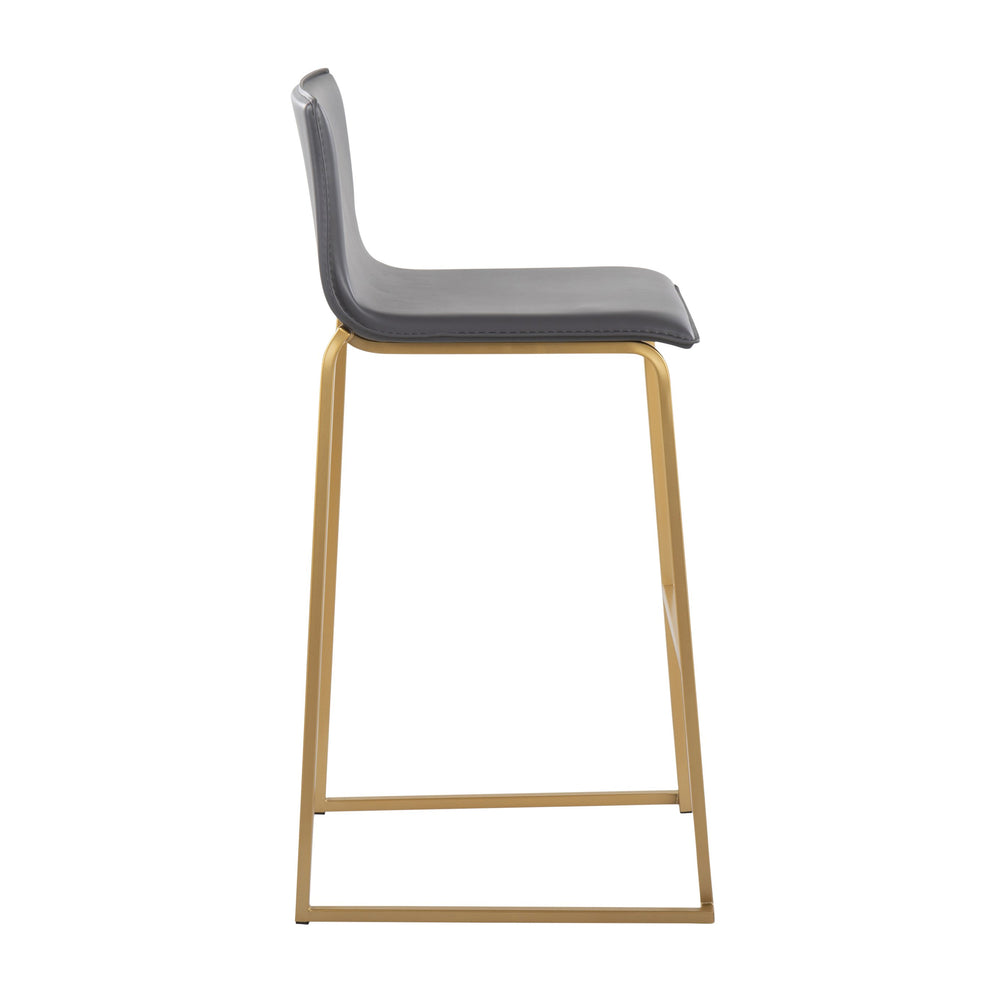 English Elm Mara Contemporary Barstool Set Of 2 In Gold Steel & Grey Faux Leather - Modern Comfort & Style B202P222231