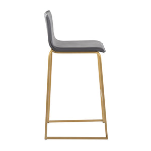 English Elm Mara Contemporary Barstool Set Of 2 In Gold Steel & Grey Faux Leather - Modern Comfort & Style B202P222231