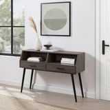 English Elm Walker Edison - Contemporary 2-Drawer Angled Entry Table – Slate Grey