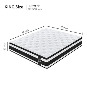 English Elm 12 Inch King Hybrid Mattress Pocket Springs Certified Foam Breathable Knit Cover W3017P301132