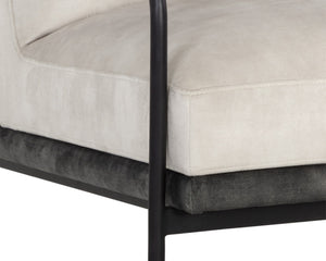 Sunpan TRISTEN Lounge Chair - Mid-Century Modern Design with Two-Tone Upholstery in Nono Cream & Dark Green 107777