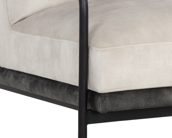 Sunpan TRISTEN Lounge Chair - Mid-Century Modern Design with Two-Tone Upholstery in Nono Cream & Dark Green 107777