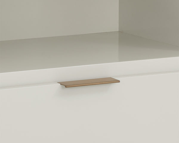 Sunpan Jenkins Nightstand - Contemporary Minimalist Design with Rustic Bronze Hardware for Luxe Bedrooms High Gloss Cream