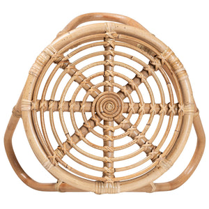 English Elm Modern Handcrafted Rattan Round End Table Openwork Weave for Boho Living Spaces B2750P420384