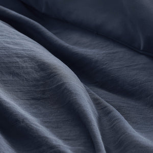JLA Home Comfort Spaces - Soft Washed Pleated Duvet Cover Set delivers cloud-like comfort, OEKO-TEX safety, breathable microfiber, tailored grid pleat elegance Navy AM12-0436