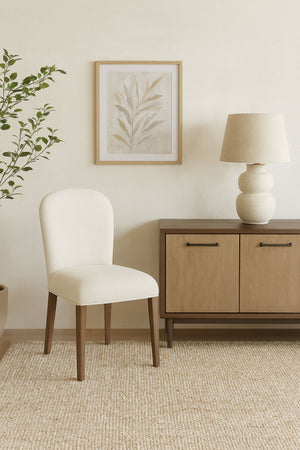 English Elm Arch Upholstered Chair with Arched Back and Plush White Sand Seat, Toffee Wood Finish Dining Pair Cocoa and White Sand B2699P373207