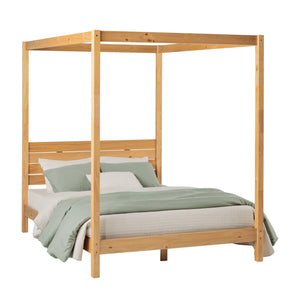 Isla Queen Canopy Bed Frame - Modern Minimalist Boho Design with Durable Solid Wood Construction