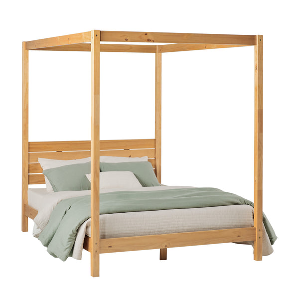 Isla Queen Canopy Bed Frame - Modern Minimalist Boho Design with Durable Solid Wood Construction