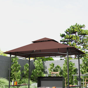 English Elm Outsunny 8x5 Bbq Grill Gazebo Two Tier Canopy with Shelves and Storage Baskets W2225P485594