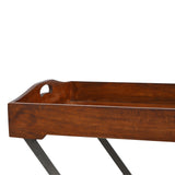 English Elm Solid Wood Tray With Cross Iron Base