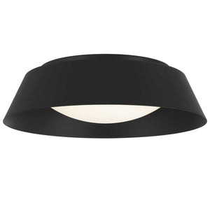English Elm 15 Inch Matte Round Flush Mount Ceiling Light with Etched Glass Diffuser for Modern Rooms Black B370P421869