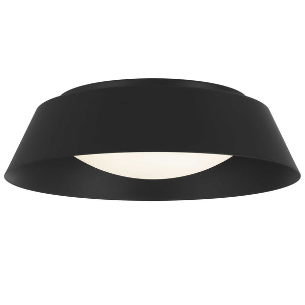 English Elm 15 Inch Matte Round Flush Mount Ceiling Light with Etched Glass Diffuser for Modern Rooms Black B370P421869