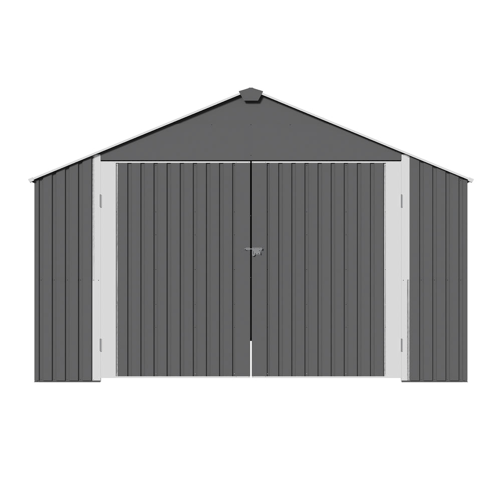 English Elm 12x20 Ft Steel Carport Shed with Double Doors Windows and All Weather Protection W419S00066