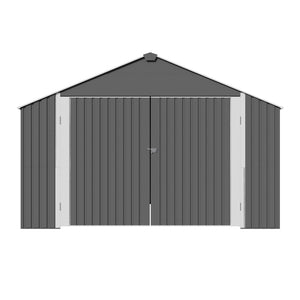 English Elm 12x20 Ft Steel Carport Shed with Double Doors Windows and All Weather Protection W419S00066