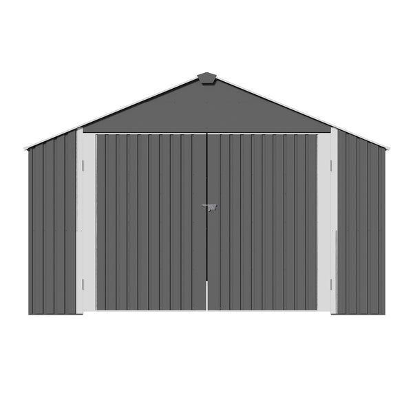 English Elm 12x20 Ft Steel Carport Shed with Double Doors Windows and All Weather Protection W419S00066