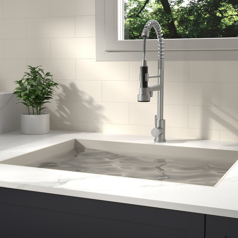 English Elm Bothwa Cupc Certified Single Handle Kitchen Faucet Tall Arc Stainless Steel Design Brushed Nickel B2724P262358