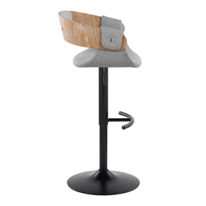 English Elm Elisa Mid-century Swivel Barstools with Grey Fabric Seat and Black Metal Base Set of 2 B202S00826