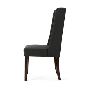 English Elm Dining Chair Set of Two Wingback Button Tufted High Back Birch Leg Upholstered Charcoal 61539.00DCL