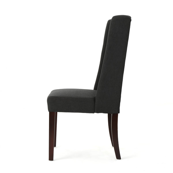 English Elm Dining Chair Set of Two Wingback Button Tufted High Back Birch Leg Upholstered Charcoal 61539.00DCL