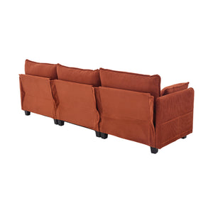 English Elm United We Win Modular Corduroy Sectional with Ottoman Low Profile Living Room Couch Orange W1568S00258