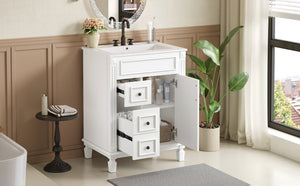 English Elm 24" Bathroom Vanity With Ceramic Sink - Elegant Modern Design, 2 Soft-Close Drawers, Adjustable Shelf N710P318990K