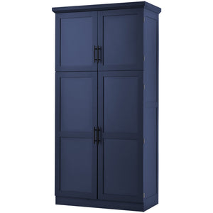 English Elm [assembly Included] Topmax Shaker Pantry Cabinet Tall Mdf Kitchen Storage with Pull-out Trays Blue SP000099AAC