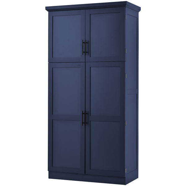 English Elm [assembly Included] Topmax Shaker Pantry Cabinet Tall Mdf Kitchen Storage with Pull-out Trays Blue SP000099AAC