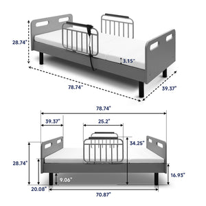 English Elm Electric Lift Bed with OKIN Motor, Memory Foam Mattress, Quiet 50,000-Cycle Frame, Fall-Safe Rails Gray,White W2699S00062