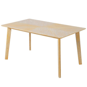 English Elm Retro Dining Table for 6 — Minimalist Rectangular MDF Top with LVL Rubberwood Legs, 220lb Capacity, Modern Dining centerpiece Natural Wood Wash N752P294999D