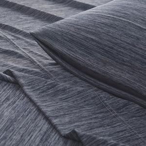 JLA Home Urban Habitat - Nylon breathable jersey sheet set — silky heathered knit, wrinkle‑resistant, cool-to-touch comfort for warm sleepers Navy UH20-2454
