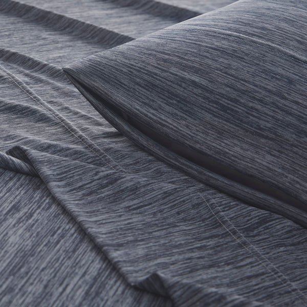 JLA Home Urban Habitat - Nylon breathable jersey sheet set — silky heathered knit, wrinkle‑resistant, cool-to-touch comfort for warm sleepers Navy UH20-2454