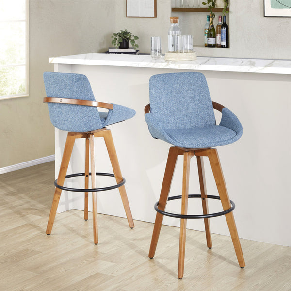 English Elm Dining/accent Chair Solid Wood Tapered Legs Cream Upholstery Mid-century Modern Seating Blue B202P471198