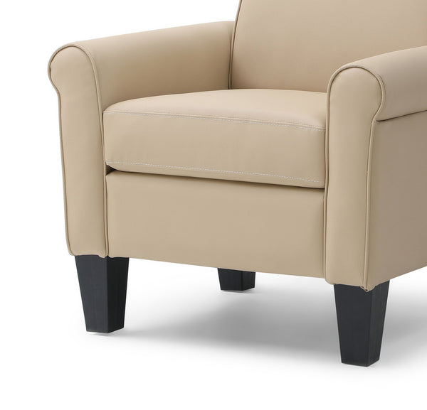 English Elm Vineland High Back Faux Leather Accent Chair with Tailored Piping for Modern Living Beige B078P497925