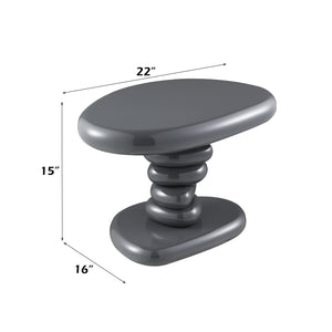 English Elm Charlene Gray High Gloss End Table with 60mm MDF Top & Metal Base, Contemporary 40lb Capacity B2726P404307