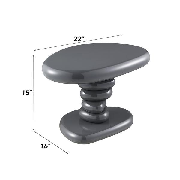 English Elm Charlene Gray High Gloss End Table with 60mm MDF Top & Metal Base, Contemporary 40lb Capacity B2726P404307