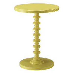 English Elm Salisa Turned Pedestal Yellow Side Table — Solid Wood Accent Table 22.5" High for Cozy Corners B062P185725