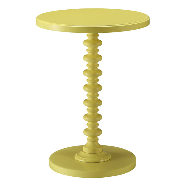 English Elm Salisa Turned Pedestal Yellow Side Table — Solid Wood Accent Table 22.5" High for Cozy Corners B062P185725
