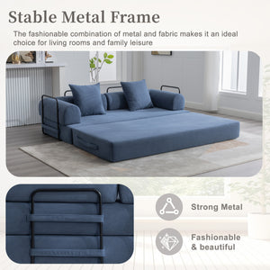English Elm UNITED modular foldable sofa with metal frame, corduroy upholstery, side pocket & quick assembly convenience Navy W1568P375644