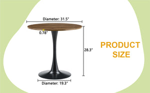 English Elm Round Faux Marble Tulip Pedestal Dining Table Mid Century Modern for Small Bistro Spaces Black,Walnut W2920P400946