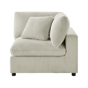 English Elm Chelsea Corner Wedge - Plush Beige Corduroy Chair For Stylish Living Rooms & Cozy Reading Nooks B050P401999