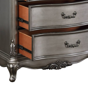 English Elm Ariadne Elegant Antique Platinum Finish Dresser with Tufted Scroll Trim and Durable Full-Extension Drawers Antique Silver 59.84 L x 22.44 W x 43.5 H B2726P247261